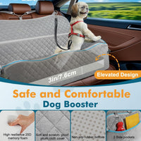 Dog Car Seat for Medium Dogs Up to 60 lb, Thick Cushion - Grey / XXL - image 3