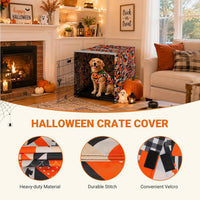 Explore Land Dog Crate Cover - Orange Dog Grid / 36.0"L x 23.0"W x 25.0"H - image 4