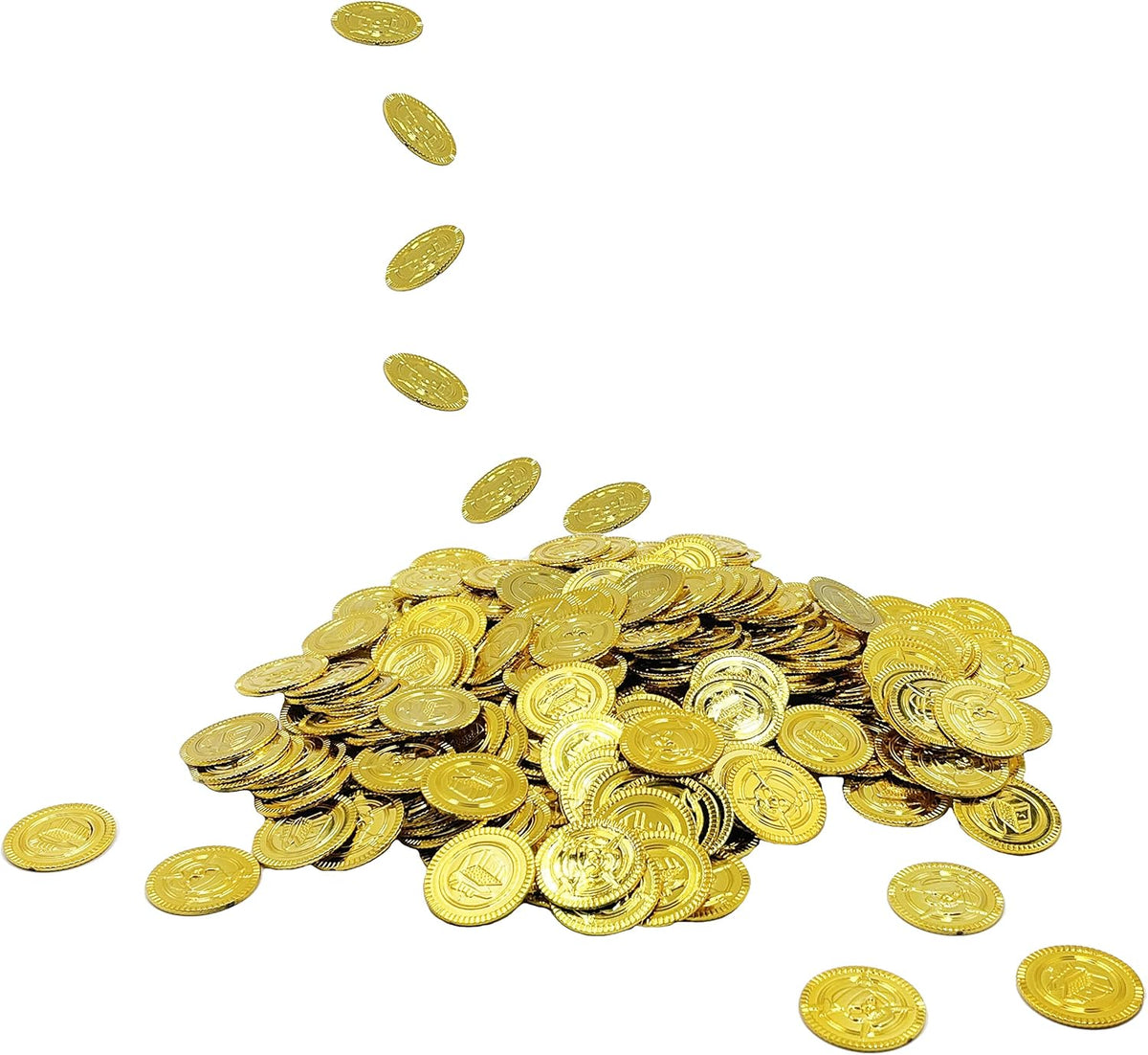 The Dreidel Company plastic gold coins, 50 pack of pirate doubloons for party favors - view 5