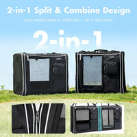 Lekereise Large Cat Carrier for 2 Cats - Foldable Black / M-2 Cats Travel - image 4