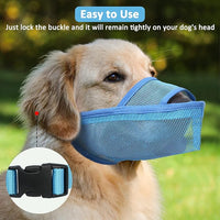 Crazy Felix Nylon Dog Muzzle for Small Medium Large Dogs Dachshund Beagle Poodle Labrador, Air Mesh Breathable and Drinkable Pet Mouth Guard for Anti-Biting Chewing Scavenging(S, Blue)