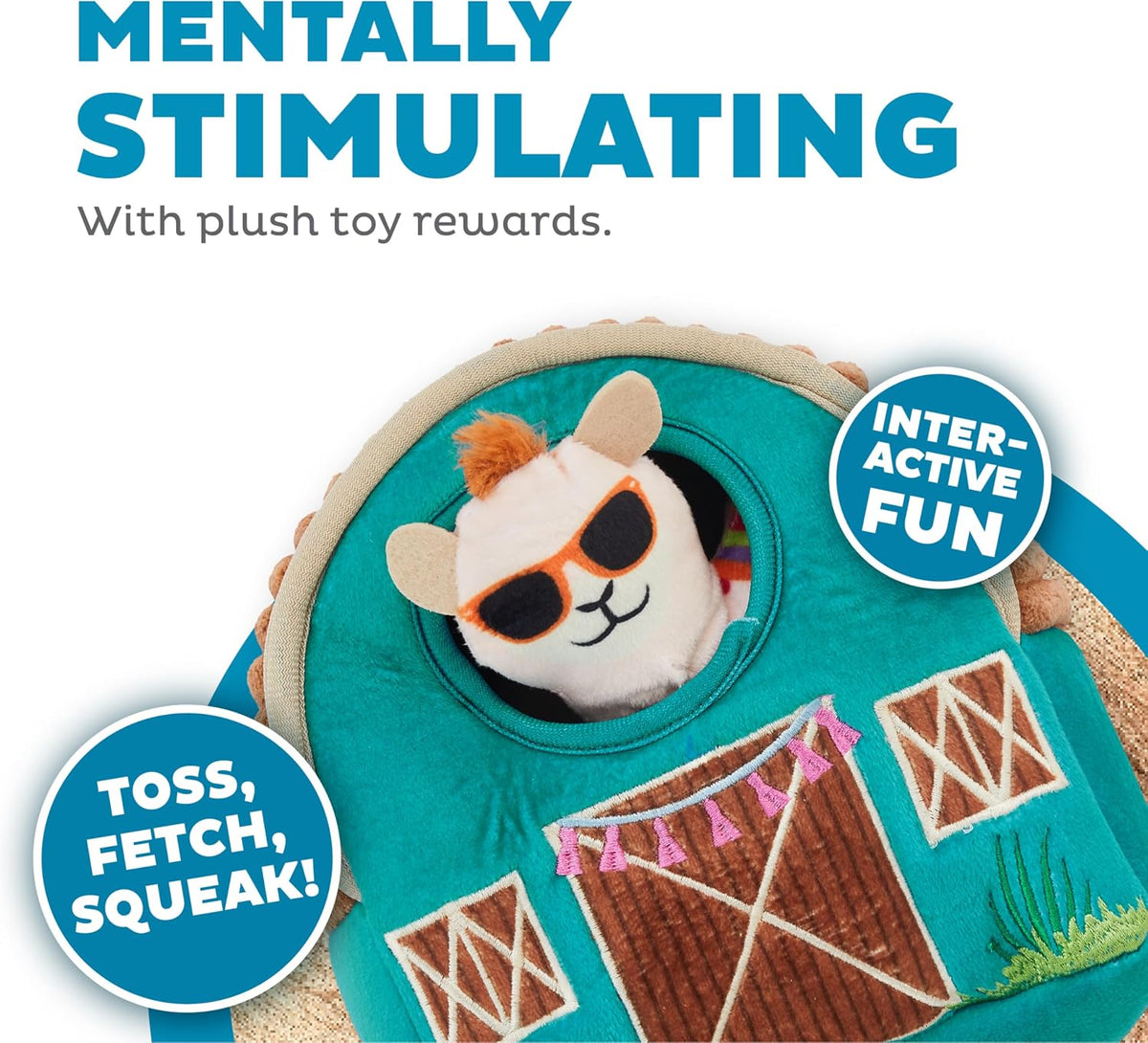 Outward Hound Hide-A-Birthday-Cake Plush Squeaky Dog Toy - Llama - image 4