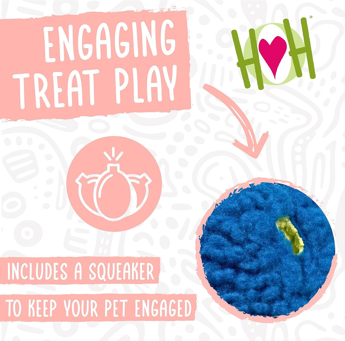 HuggleHounds Plush Ball Dog Toy, Dog Fuzzy Ball Toy - Large / Treat Dispensing Ball - image 3