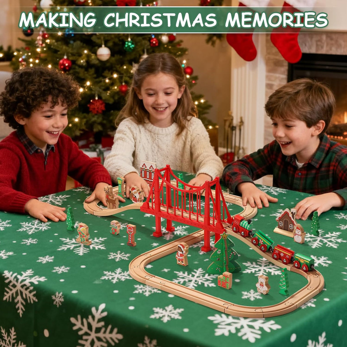 SainSmart Jr. 112-Piece Wooden Train Set for Toddler - image 4