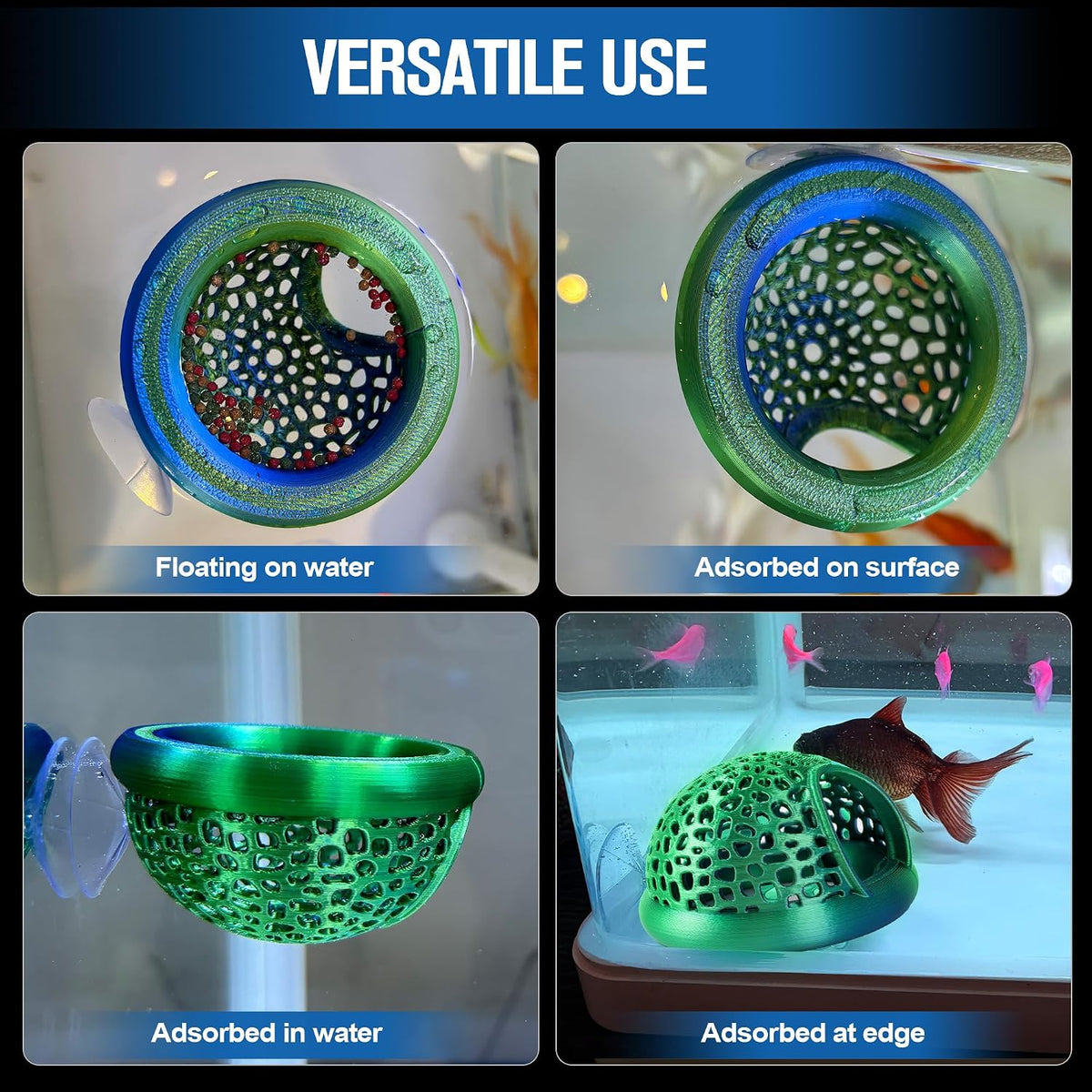 Multi-Functional Betta Hammock Feeding Bed - Dual-color BlueGreen - image 2