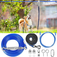 XiaZ Dog Tie Out Cable, Pet Lead for Yard, Camping, Outdoor - 150ft for 1 dog / Blue