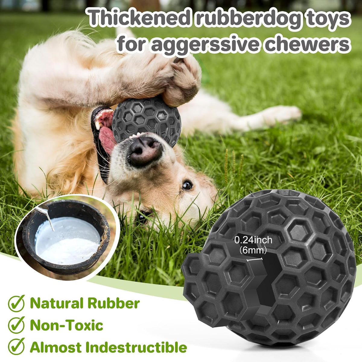 DISSKNIC Indestructible Squeaky Dog Ball, Relieves Anxiety - Small / Black - image 3