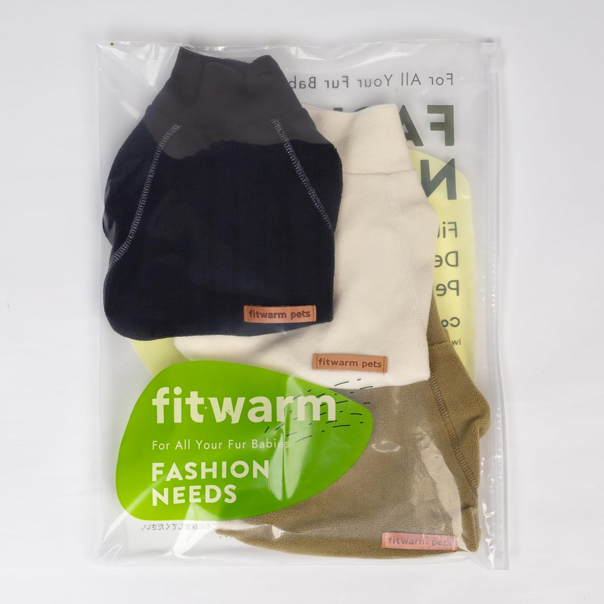 Fitwarm 3 Pack Classic Fleece Dog Sweater - X-Large / Black-Olive-Cream - image 4