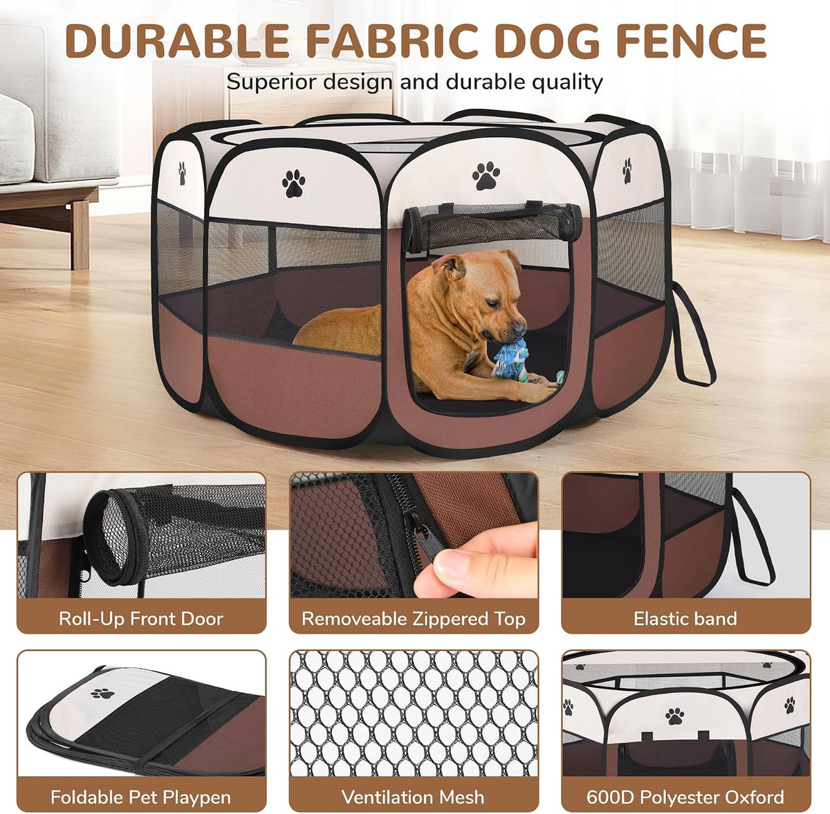 Pop-up Playpen for Puppy, Portable and Foldable Exercise Kennel Tent Crate Indoor/Outdoor Travel - Small - image 4