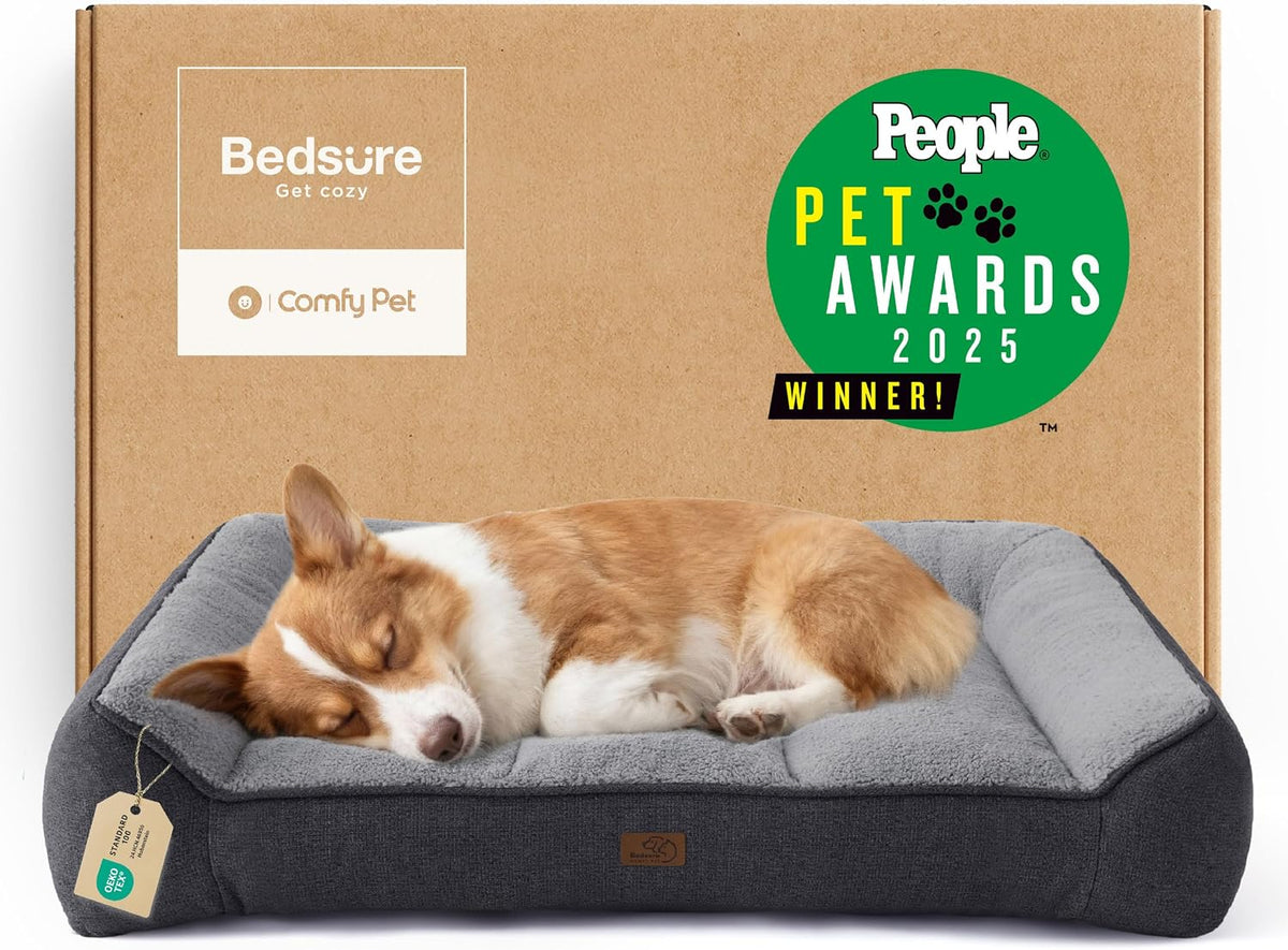 Bedsure SupportMax Extra Thick Orthopedic XL Dog Beds Large Sized Dog – Essentials for Dogs - Grey / 35"l X 25"w X 8"th