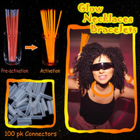 ILHSTY 100 pack green 8 inch glow sticks with connectors for necklaces - view 29