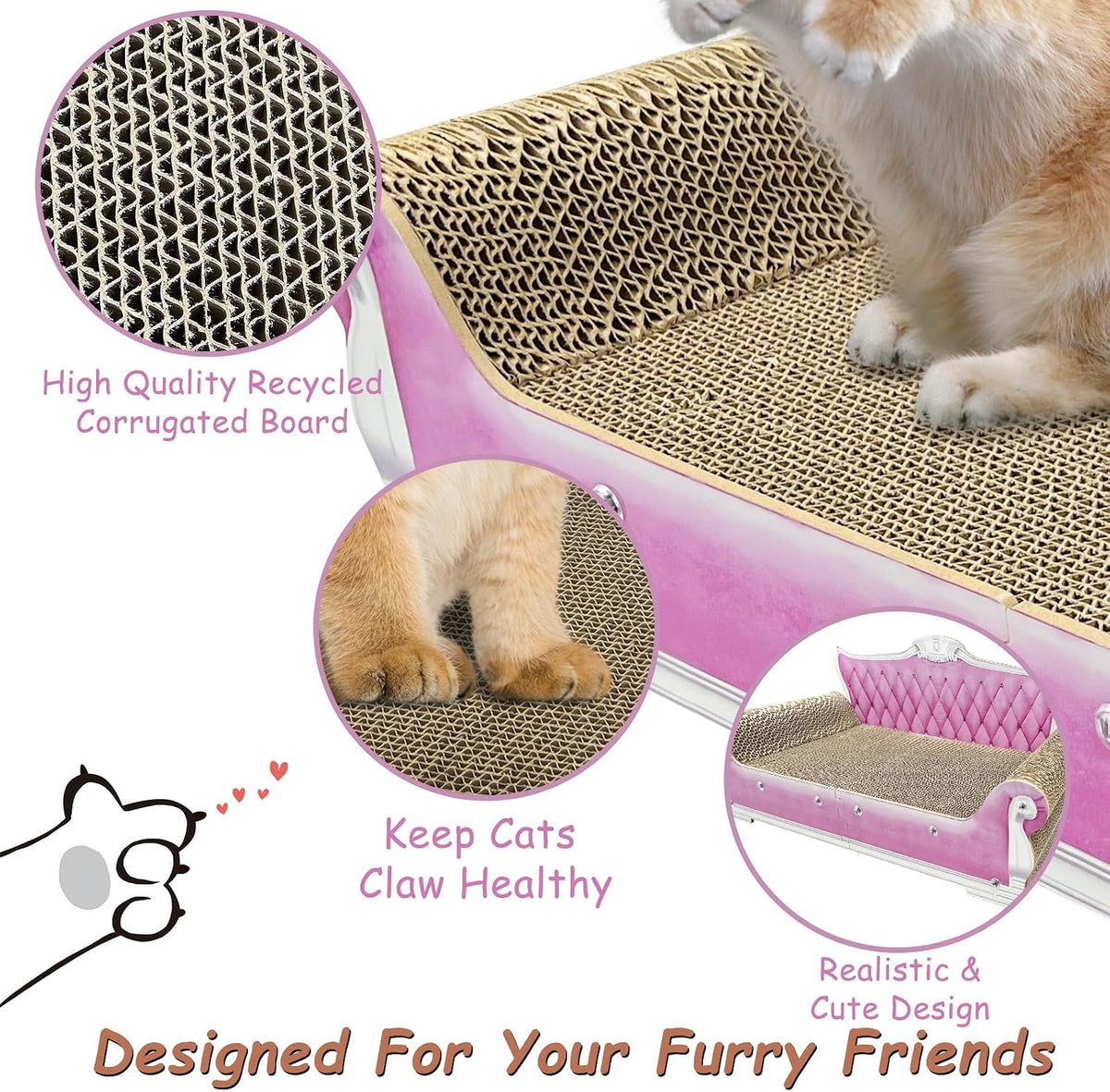 Luxury Cardboard Cat Scratcher Sofa Bed - Pink Sofa - image 2