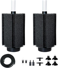 100-120 Gal Large Aquarium Sponge Filter with Air Stone and Ceramic Media,2 Pack Quiet Fish Tank Filters fit Breeding Fry Betta Shrimp Fish Tank