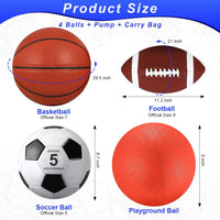 Lenwen sports balls set with basketball, soccer ball, football, playground ball, pump and bag - view 15