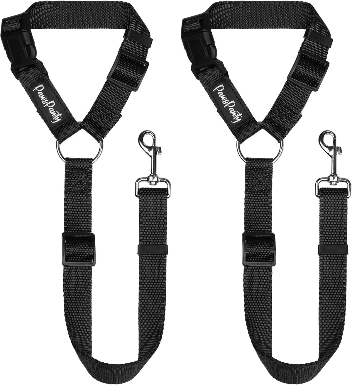 PawsPawty 2 Pack Headrest Dog Car Safety Seat Belt Adjustable Nylon
