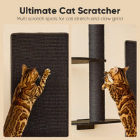 FUKUMARU Cat Wall Shelves, Beige - Black / 4-Pack Large - image 4