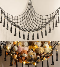 Stuffed Animal Toy Storage Hammock with LED Light - Black / XL (43"*43"*55")