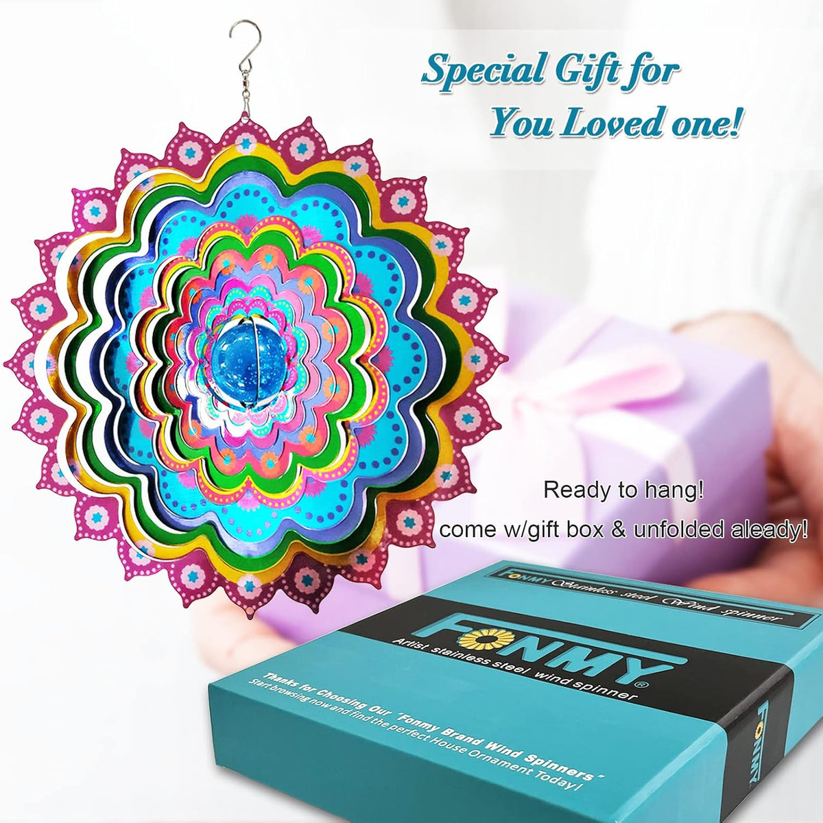 FONMY Wind Spinner Mandala Starry Sky 12 inch 3D Stainless Steel - 12inch / Mgb09 - image 2