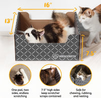 Hide & Scratch Cardboard Cat Scratcher Box & Bed Dark Grey Diamond Pad – Essentials for Cats - Dark Grey Diamond - image 3