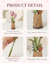Wowood 3D wooden pink lily flower puzzle assembled model - view 36