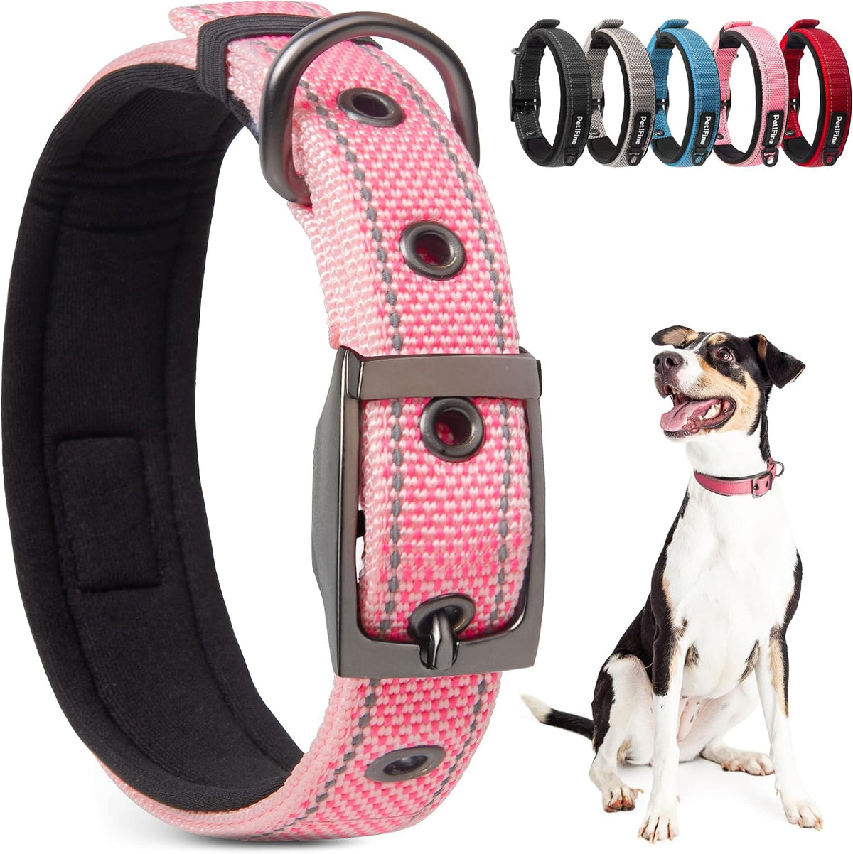 PetiFine Dog Collars for Medium Dogs - Pink / Small (11"-14.5")