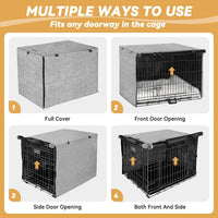 Akinerri Dog Crate Cover, Double Door Waterproof Kennel Cover - 36.0"L x 23.0"W x 24.8"H / Grey - image 4