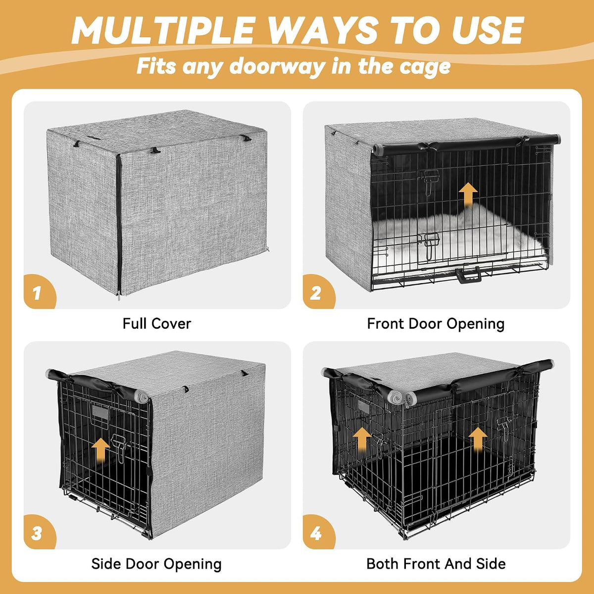 Akinerri Dog Crate Cover, Double Door Waterproof Kennel Cover - 36.0"L x 23.0"W x 24.8"H / Grey - image 4