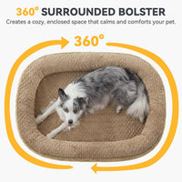 JOEJOY XL Orthopedic Dog Bed for Large Dogs, 360° Oval Bolster - Light Brown / 28"l X 23"w X 6.5"th - image 3