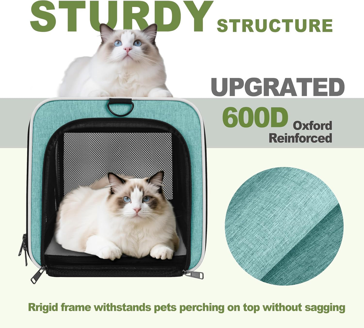 Cat Carrier 18x11x11 Top Load - Turquoise / 18.0"L x 11.0"W x 11.0"H - image 4