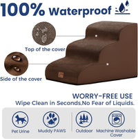 Dog Stairs for Small Dogs, 3-Step Pet Steps for Couch Sofa - Brown / 3 / 3-Step (22.4"D x 15.7"W x 15.7"H) - image 2
