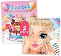 BSCOOL Nail Art Book for kids Stickers and Design Guides. - Multipack - Play and Bake and Nail Studio
