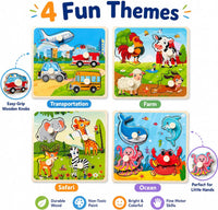 Wooden Peg Puzzles for Toddlers 1-3 - Style D - image 2
