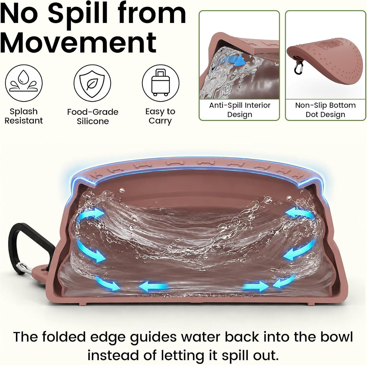 OHMO Spill Proof Collapsible Dog Bowl - 34oz / Coral - image 2