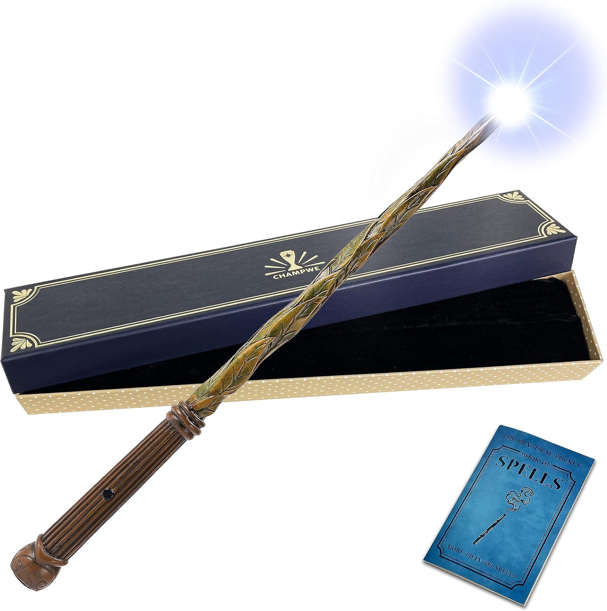 ChampWe Light Up Magic Wizard Wand Rechargeable Illuminating Toy - Leaf