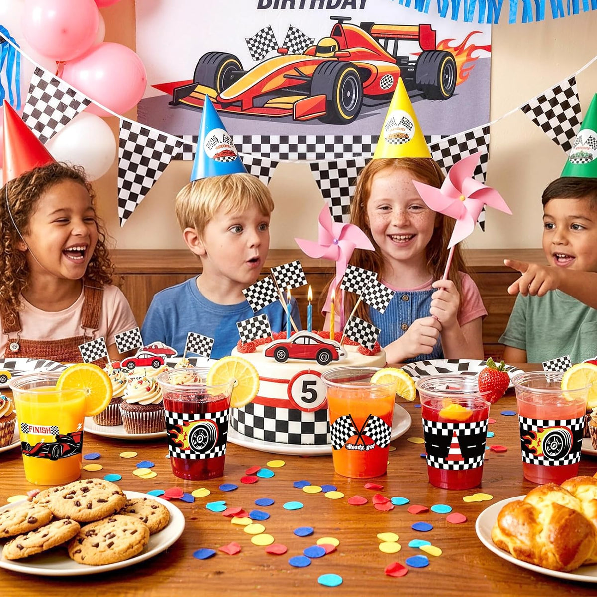 Race Car 2 Fast 2 Furious Birthday Party Decorations Cups for Boys - Black Red Racing Cup / 50 - image 2