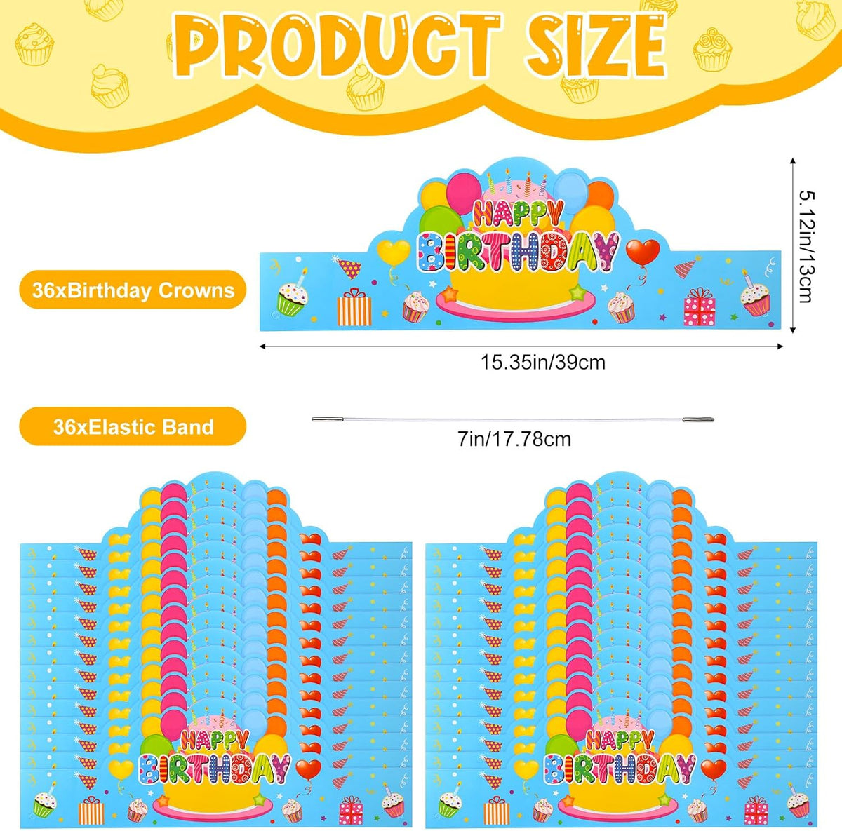 Yunsailing 36 Pcs Birthday Crowns Kids Classroom Party, Pink - Blue - image 2
