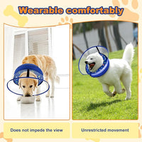 Dog Cone Collar with Enhanced Anti-Licking, Inflatable Dog Cone After Surgery, Adjustable Size with Soft Padding for Small Medium Large Dogs - Blue/L