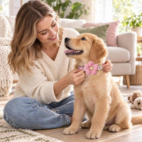 Medium Dog Collar with Flower - Pink + Yellow / S : for Small and Medium Dogs - image 3