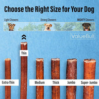 ValueBull Bully Sticks for Small Dogs, Thin 12 Inch, 25 Count - All Natural, Grass Fed, Single Ingredient, Long Lasting Dog Treats