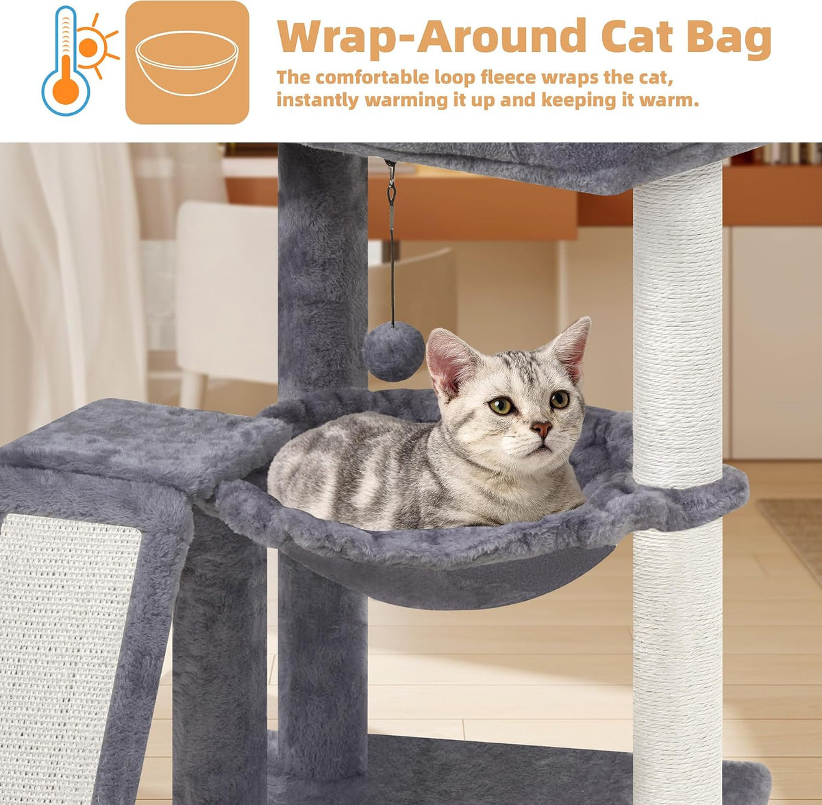 YOUPET Cat Tree with Cat Scratching Post for Indoor Cats - Grey / 25.59" - image 4
