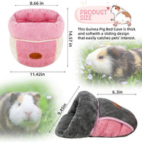 YUEPET Guinea Pig Bed Cuddle Cave, Warm Fleece Hideout - 2PCS(Grey+Pink) / 2PCS - image 3