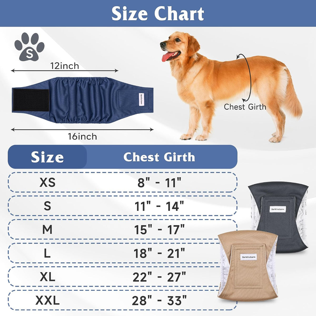 5 Pack Dog Diapers Male, High Absorbing Dog Wraps - Small / Brown - image 3