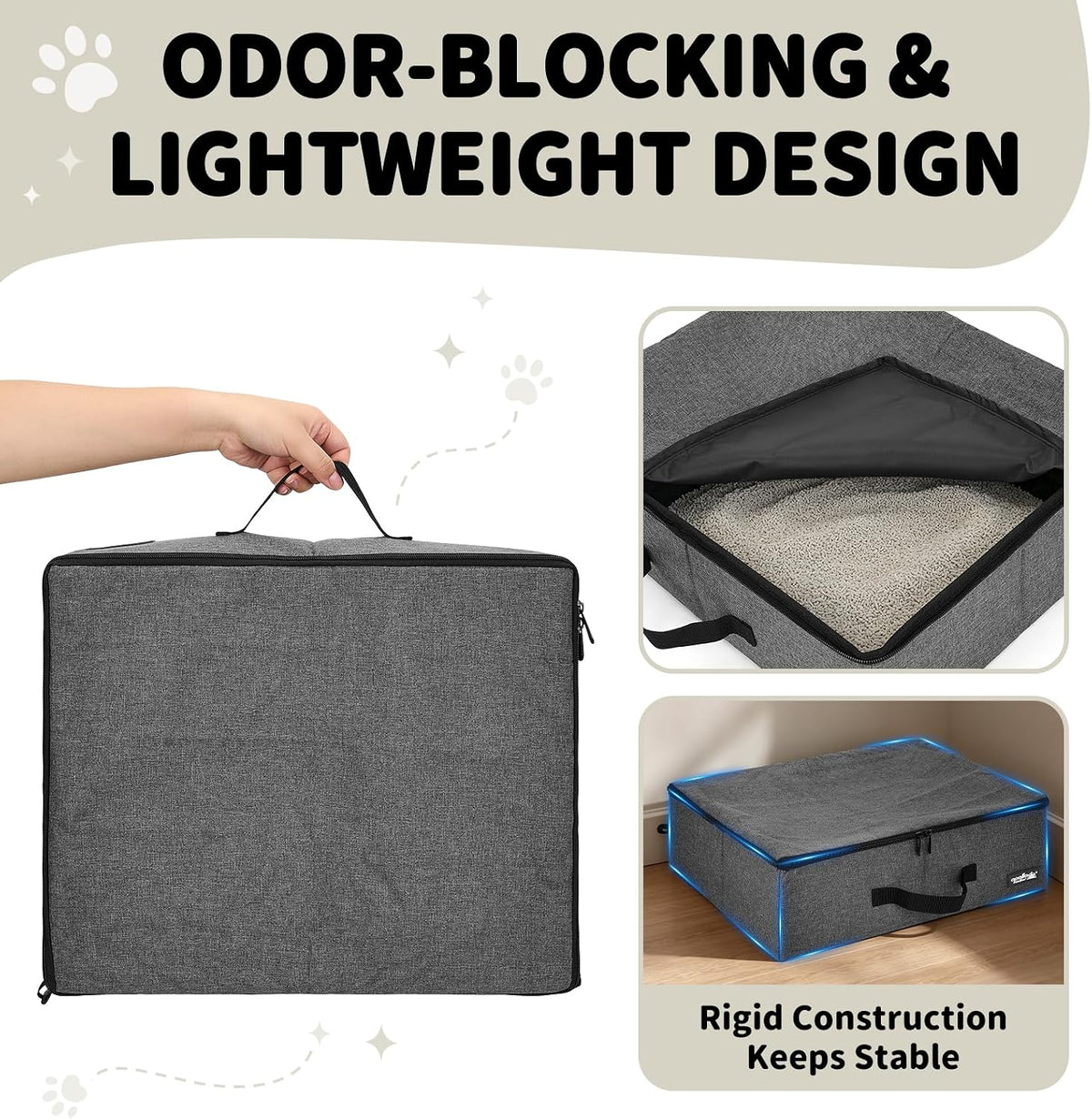 apollo walker Portable Cat Litter Box With Waterproof bag and Lid - Gray / Small - image 3