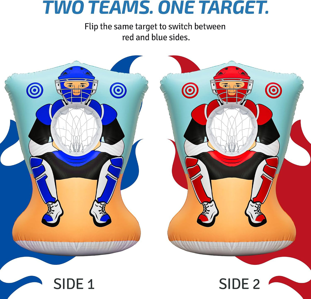Preferred Toys inflatable pitching target in red and blue with 4 soft baseballs - view 2