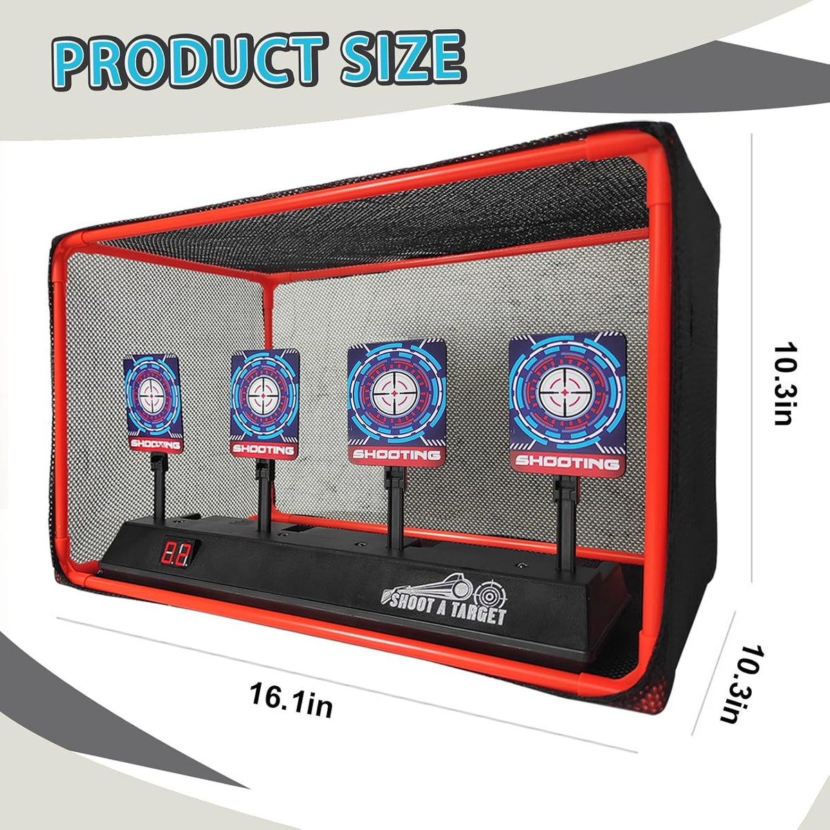 MTISGREAT auto reset digital shooting target with net and two wrist bands for toy blasters - view 6