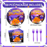 qonimi Halloween plates and napkins set, 75 piece disposable tableware - view 22