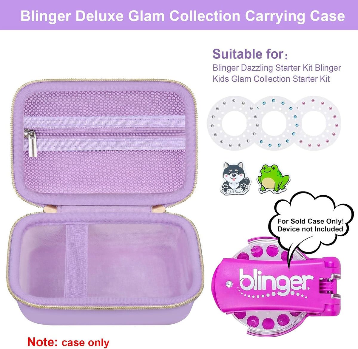 Elonbo pink carrying case for Blinger Diamond Starter Set with double zipper - view 4