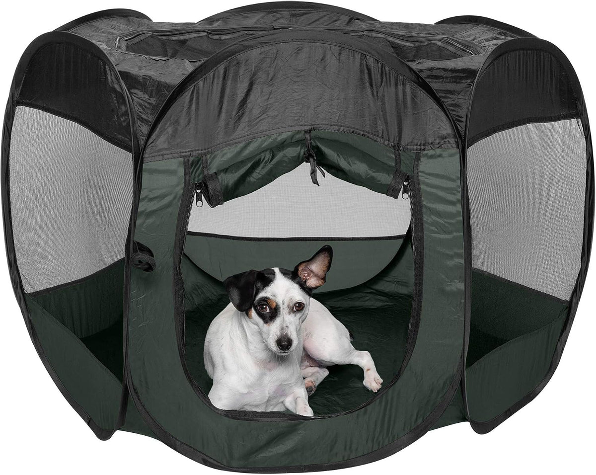 FurHaven Soft-Sided Dog & Cat Playpen - Hunter Green / Medium