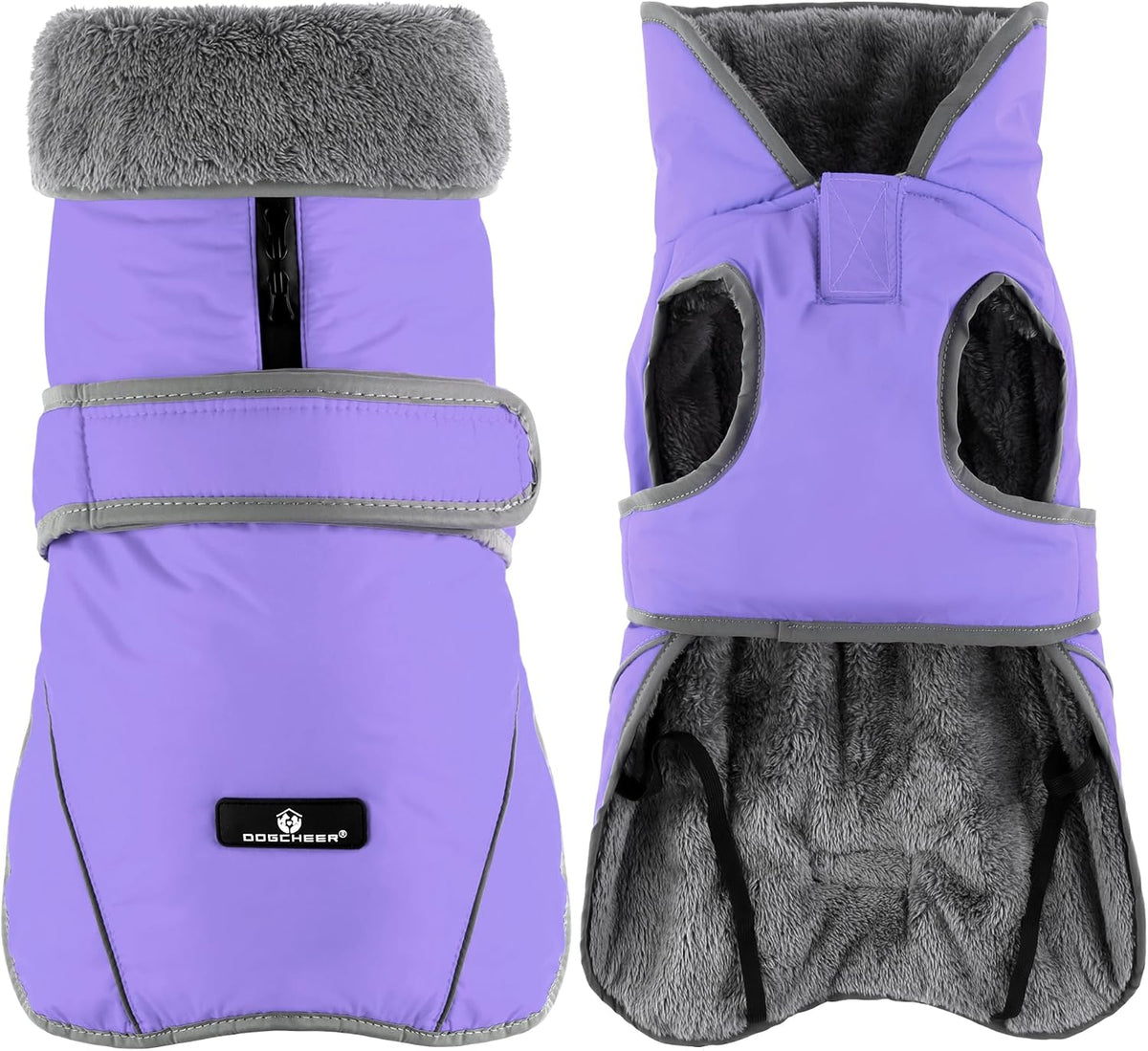 Dogcheer Dog Winter Coat, Waterproof Dog Jacket with Zipper Leash Opening – Essentials for Dogs - Taro Purple / XXXL(Chest Girth 34.6"-45.3",Back 28.7")