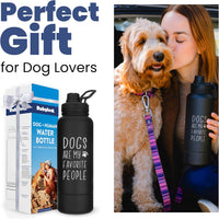 Rubyloo Dog Mom Water Bottle with Detachable Bowl for Dog Lovers – Essentials for Dogs - Dogs Favorite People: Black - image 4